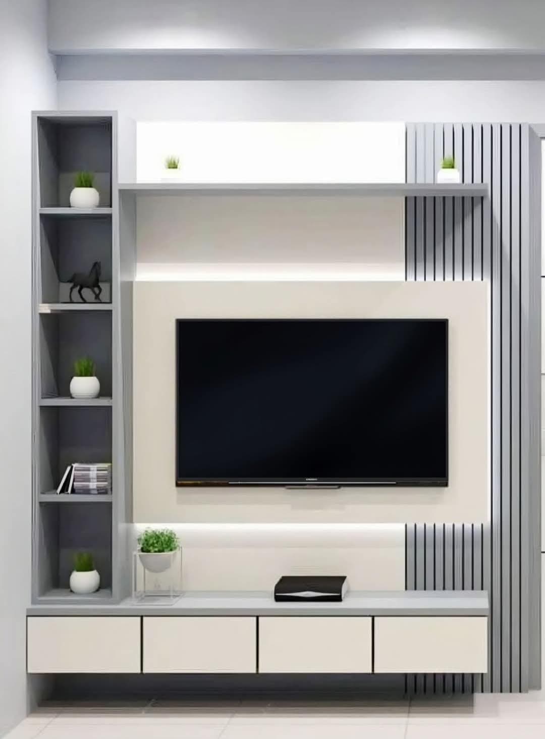 Custom TV stand and media unit built by Kannjane Consultants
